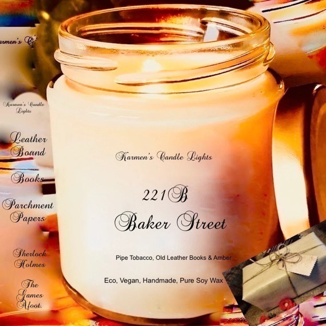 221b Baker Street, Sherlock Holmes inspired, Book inspired candles, Candle Gift set, Pure Soy Wax Candle, Library inspired candles, Handmade
