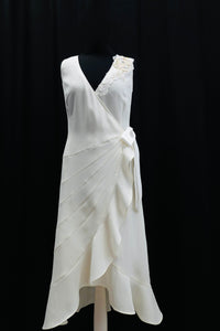 Vintage evening dress, Cream Wrap Dress UK Size 14
