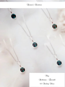 May Birthstone Jewellery, Emerald Necklace, 925 Sterling Silver necklace