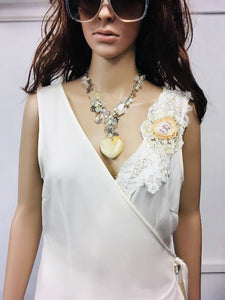 Vintage Necklace Stunning 1990s Gemstone Heart Charm Necklace