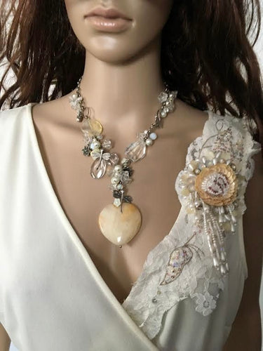 Vintage Necklace Stunning 1990s Gemstone Heart Charm Necklace