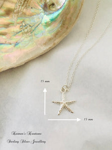 925 Sterling Silver Starfish Necklace,  Dainty Silver Necklace, Silver Starfish Jewellery