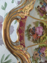 Load image into Gallery viewer, Two Handle Platter Cake Plate JKW stamped Carlsbad BAVARIA SYLVIA Beehive stamp Number 13