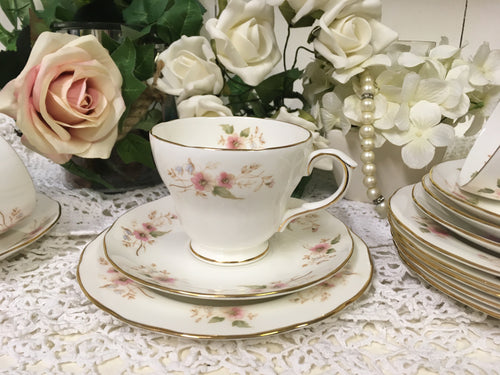 Duchess, Glen 316 pattern, vintage pink floral tea cup trio tea set. c.1960s