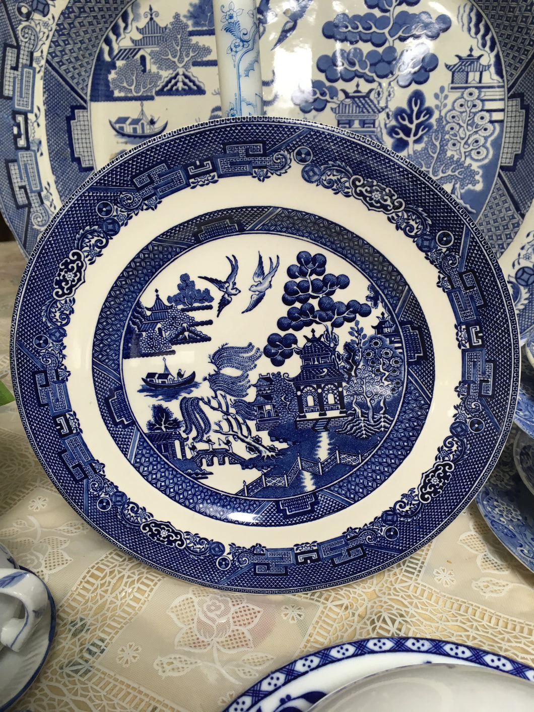 Johnson Bros, Willow, Plate Blue and White Ceramics c.1940 to c.1959