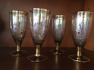 Antique Gold Stemmed Wine Glasses