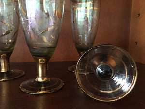 Antique Gold Stemmed Wine Glasses