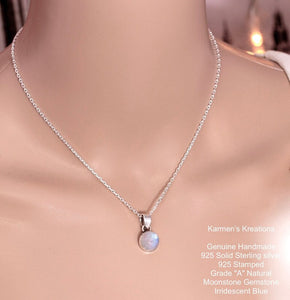 Silver Moonstone Necklace, 925 Sterling Silver Necklace