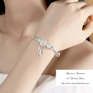 Silver Dreamcatcher Bracelet, 925 Sterling Silver Bracelet, Adjustable