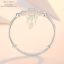 Load image into Gallery viewer, Silver Dreamcatcher Bracelet, 925 Sterling Silver Bracelet, Adjustable