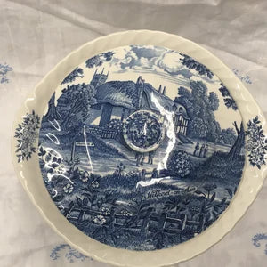 Blue and White Tureen by RIDGWAY STAFFORDSHIRE ENGLAND Country Cottage Scene Tableware Genuine Hand engraving Ironstone Meadowsweet Stamped