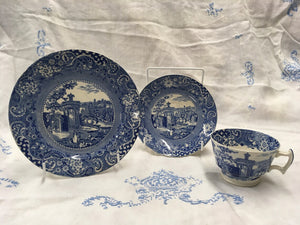 W R Midwinter 'Landscape' Blue and White Teacup Trio set blue and white plate blue and white saucer blue and white teacup