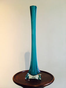 Murano, Tall Glass Vase, Aquamarine, Blue.