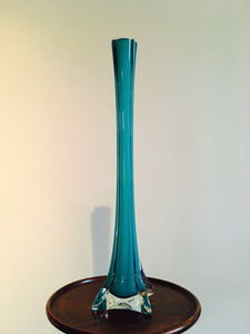 Murano, Tall Glass Vase, Aquamarine, Blue.
