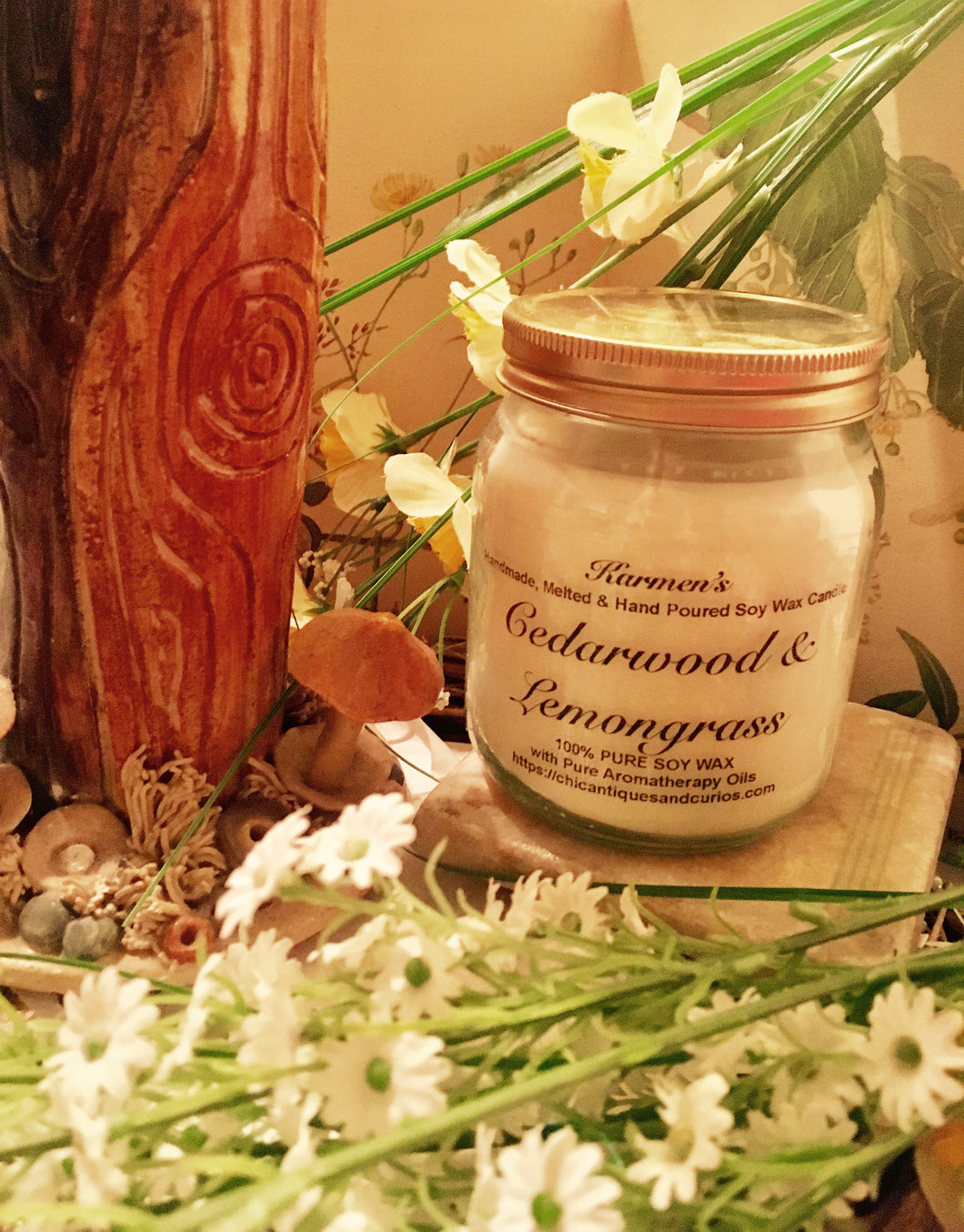 Cedarwood. Lemongrass. Pure Soy Wax Candle. 12oz / 345ml (Large). Aromatherapy Essential Oils