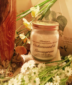 Cedarwood. Lemongrass. Pure Soy Wax Candle. 12oz / 345ml (Large). Aromatherapy Essential Oils