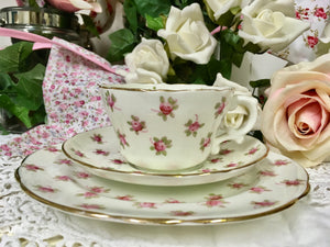 Hammersley & Co., vintage rose buds tea cup trio set c.1940s