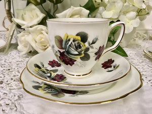 Duchess, vintage rose tea cup trio tea set. c.1960s