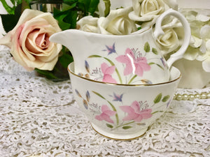 Duchess, "Pink Flowers, Creamer and Sugar Bowl c.1960s