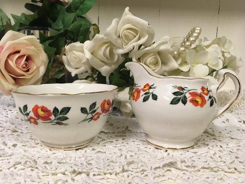 Crown Royal, Orange Roses, Creamer and Sugar Bowl c.1960s