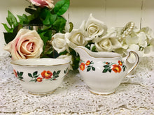 Load image into Gallery viewer, Crown Royal, Orange Roses, Creamer and Sugar Bowl c.1960s