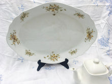 Load image into Gallery viewer, Large White Ironstone Platter, 18 inch Large floral Antique White Ironstone Platter, Heavy ironstone