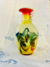 Load image into Gallery viewer, Mid century modern art glass vase, retro vase, swirl pattern vase, Snowflakes Dalian Art Glass Vase Snowflakes Art Glass Vase, circa 1960